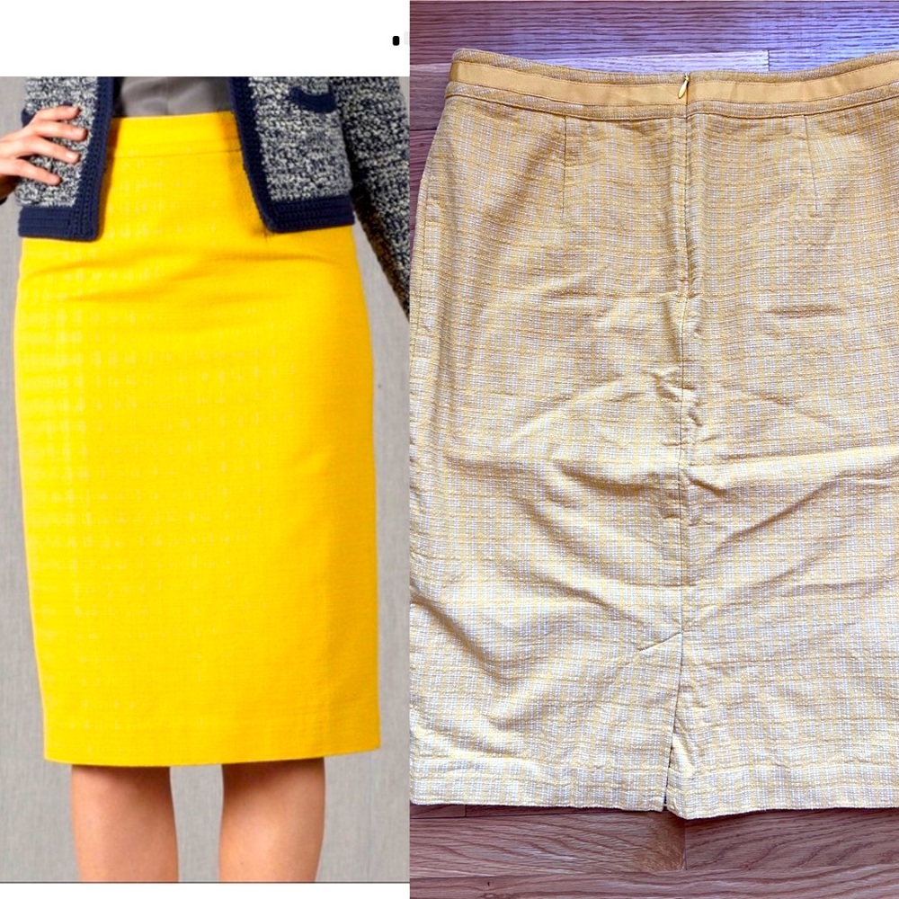 Boden Draycott yellow tweed pencil skirt 10L